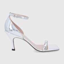 Hugo Sandale de piele culoarea argintiu