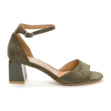 KEDDO - Sandale de piele intoarsa sintetica cu bareta pe glezna si toc masiv