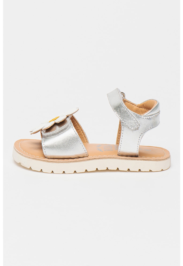 Mod 8 kids - Sandale de piele cu aplicatie florala 1 Mod 8 kids - Sandale de piele cu aplicatie florala