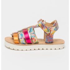Mod 8 kids - Sandale de piele cu design colorblock si barete multiple