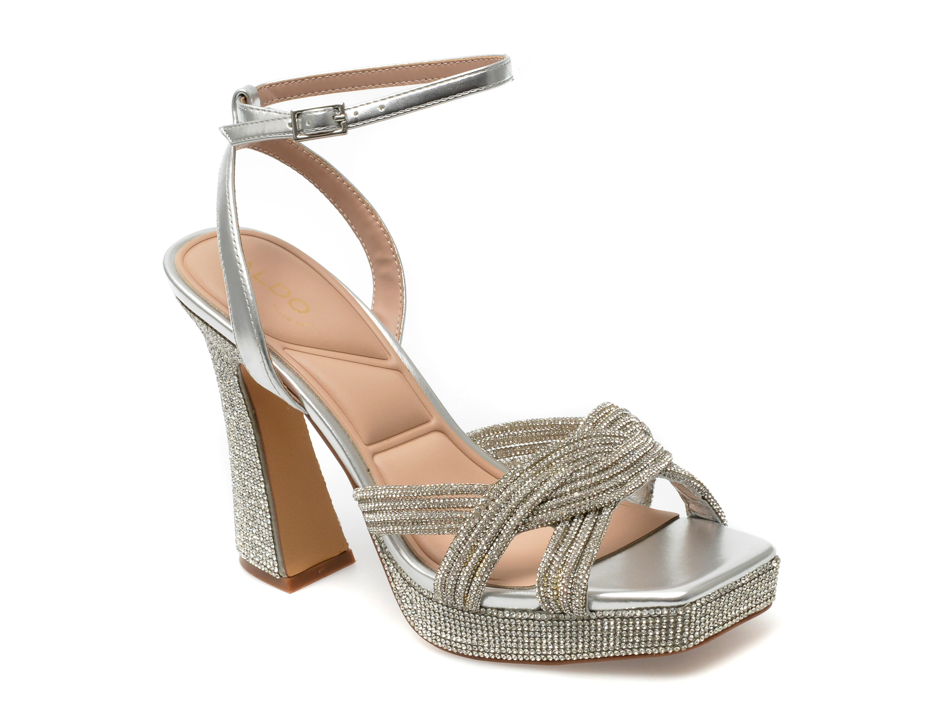 Sandale ALDO argintii, GLIMMA040, din piele ecologica 1 Sandale ALDO argintii