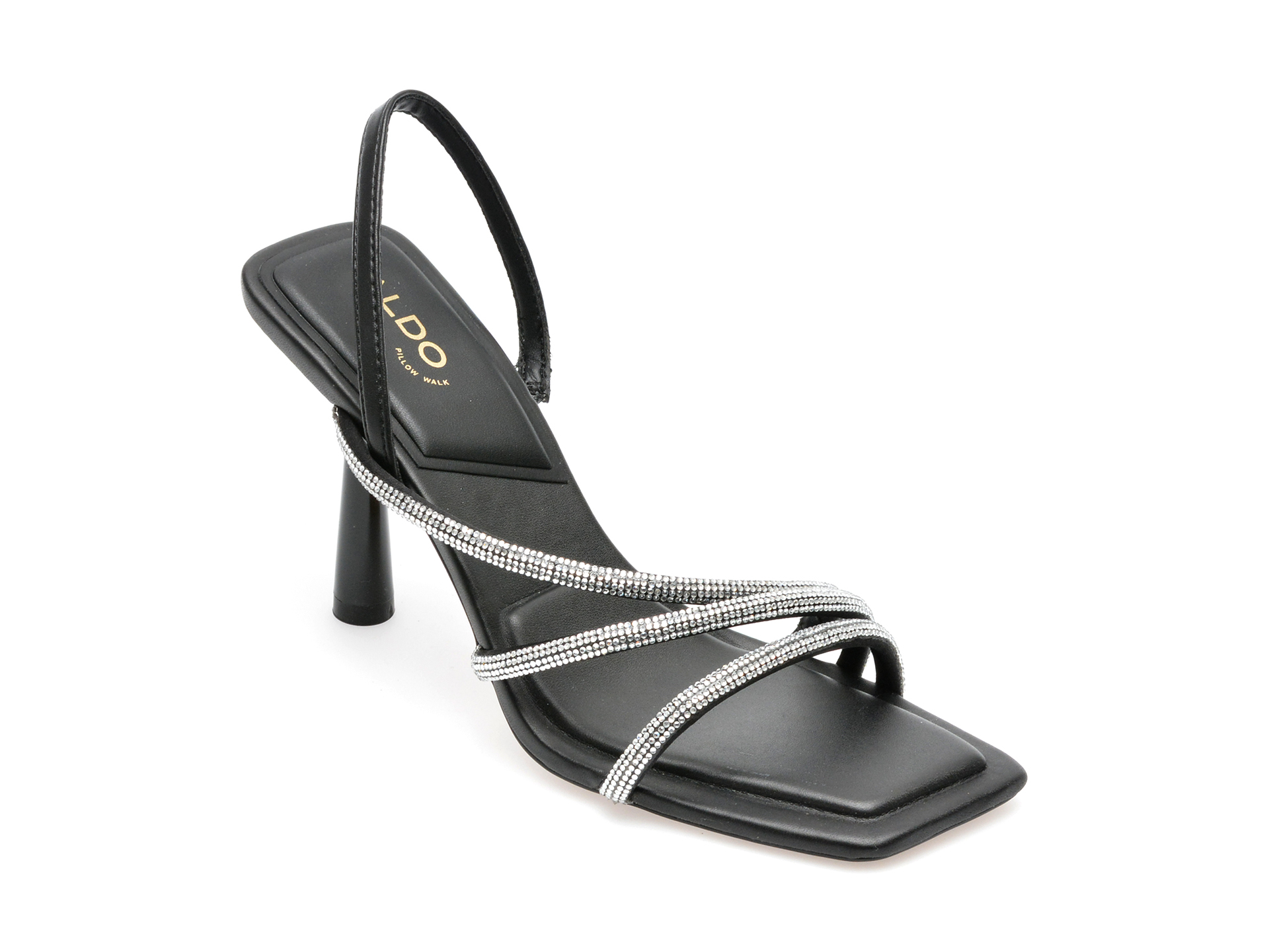 Sandale ALDO negre, ASTORIA001, din piele ecologica si material textil 1 Sandale ALDO negre