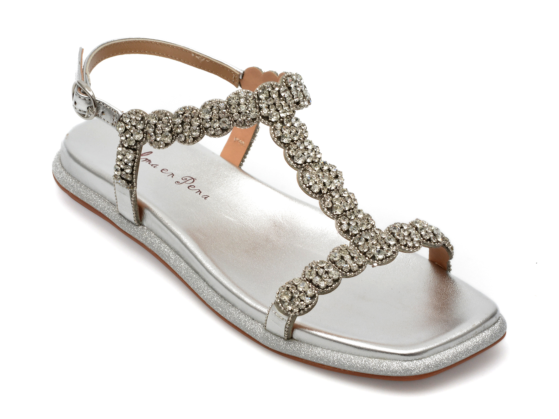 Sandale ALMA EN PENA argintii, 384, din piele intoarsa 1 Sandale ALMA EN PENA argintii