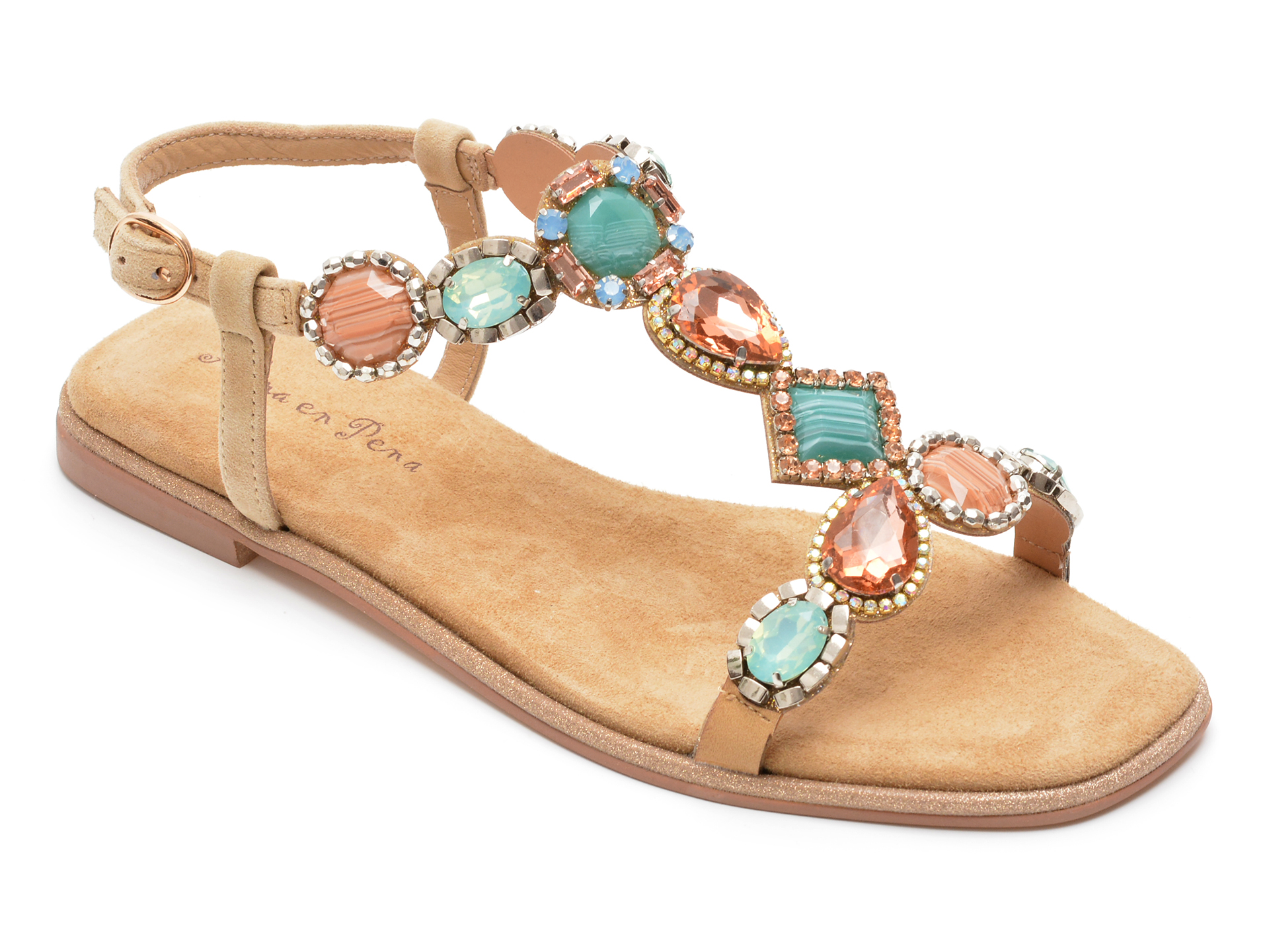 Sandale ALMA EN PENA bej, 453, din piele intoarsa 1 Sandale ALMA EN PENA bej