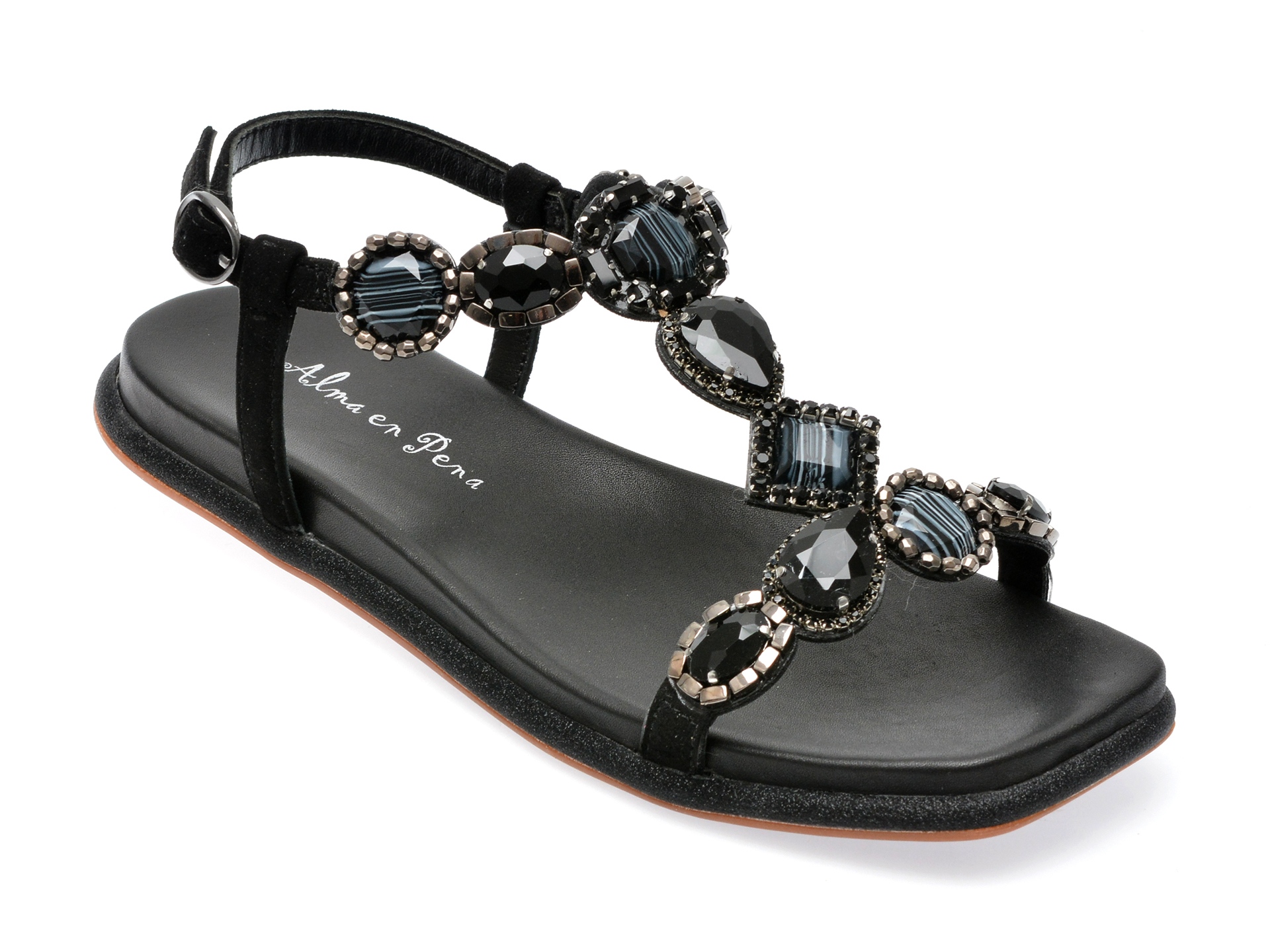 Sandale ALMA EN PENA negre, 390, din piele intoarsa 1 Sandale ALMA EN PENA negre