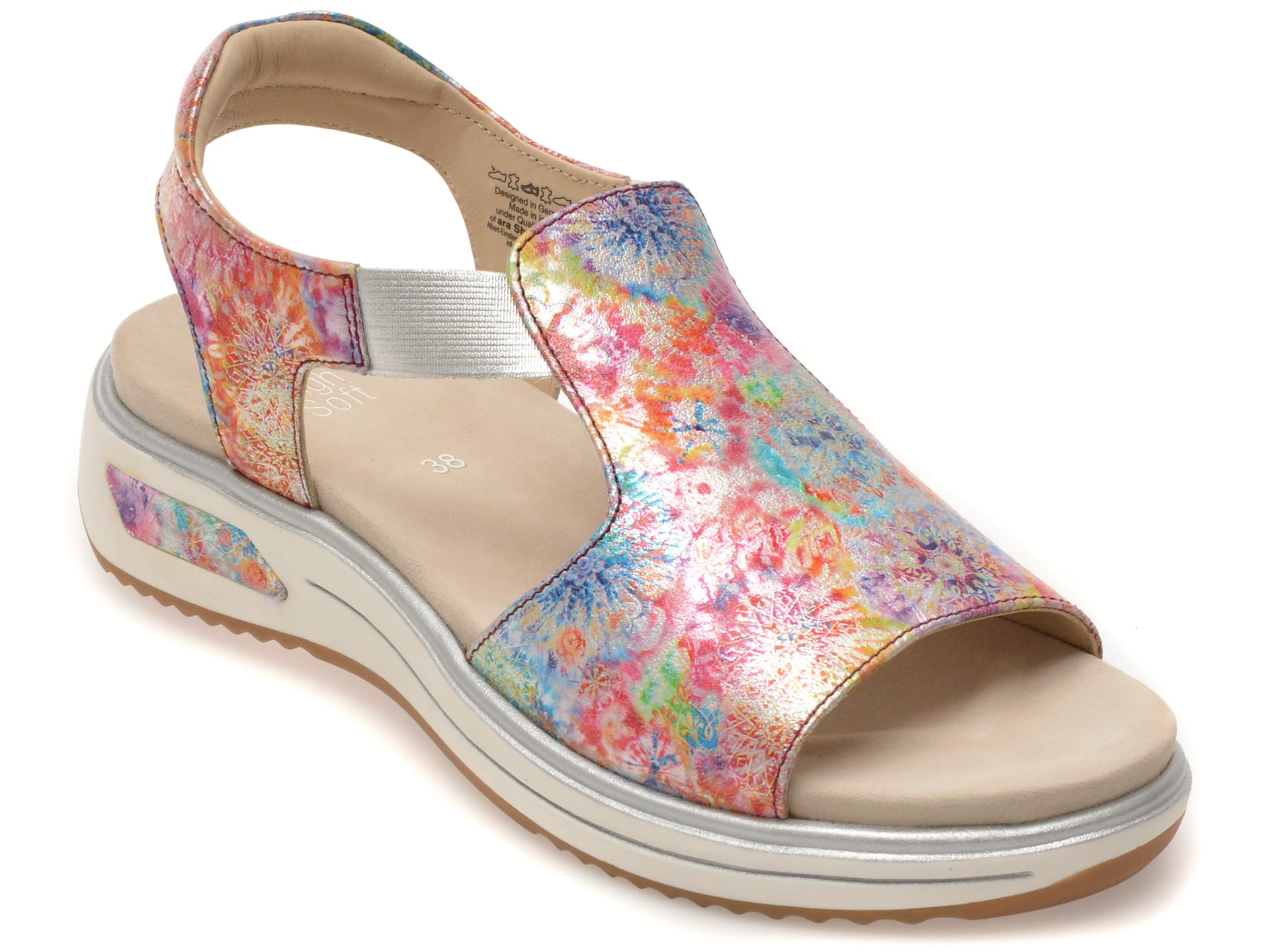 Sandale ARA multicolor, 26704, din piele intoarsa 1 Sandale ARA multicolor