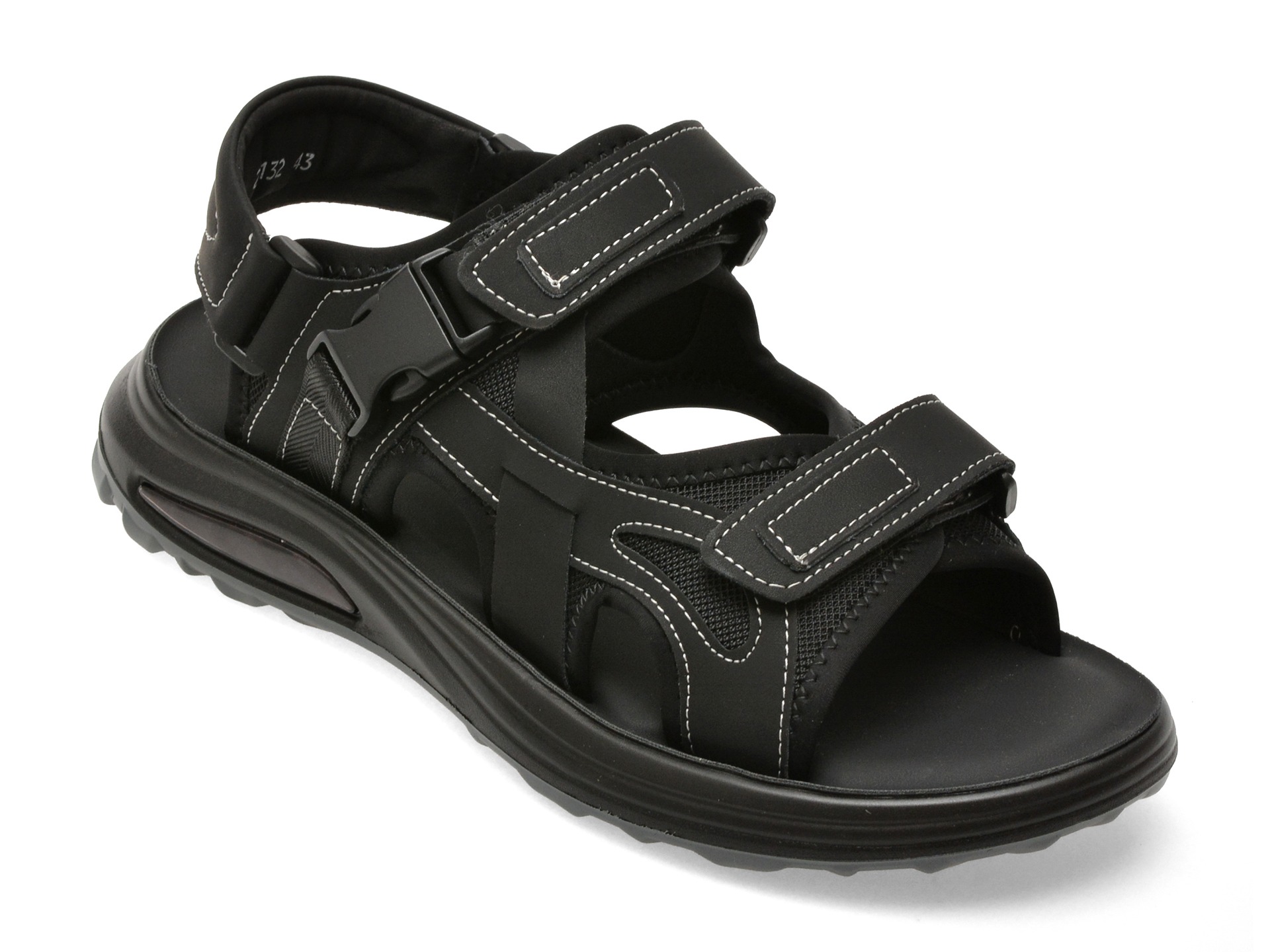 Sandale BITE THE BULLET negre, 25132, din material textil si piele naturala 1 Sandale BITE THE BULLET negre