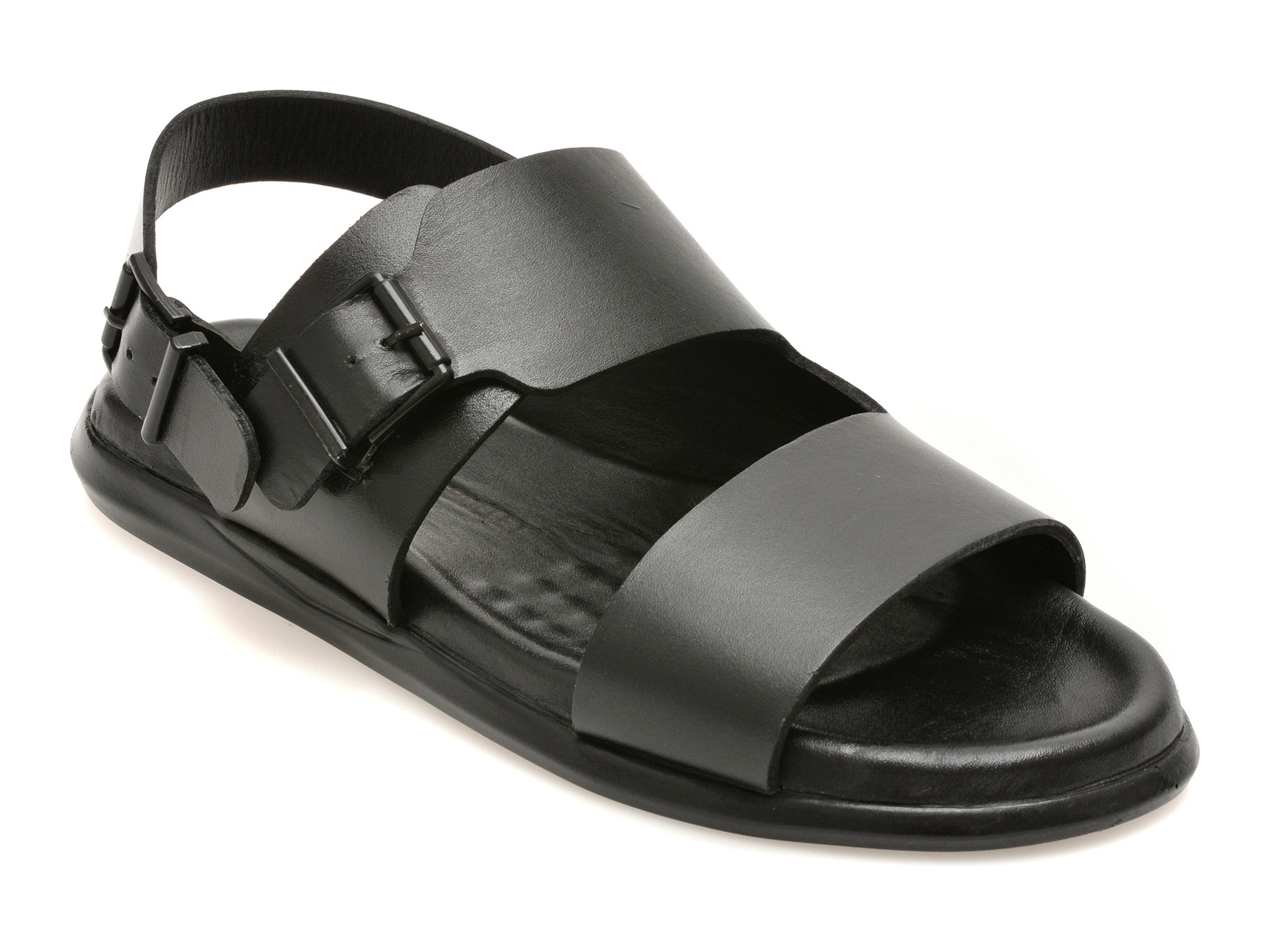 Sandale BITE THE BULLET negre, AL420, din piele naturala 1 Sandale BITE THE BULLET negre