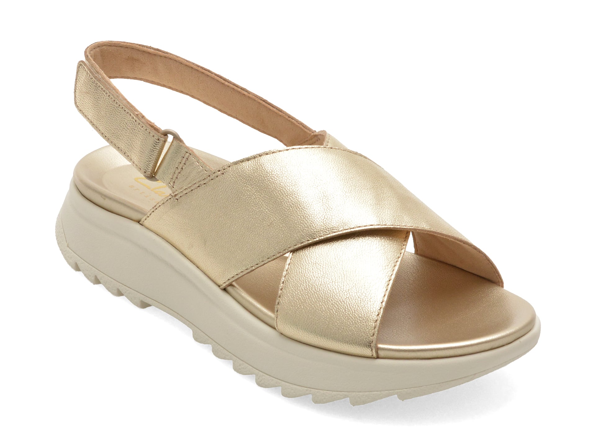 Sandale CLARKS aurii, DASH LITE WISH, din piele naturala 1 Sandale CLARKS aurii