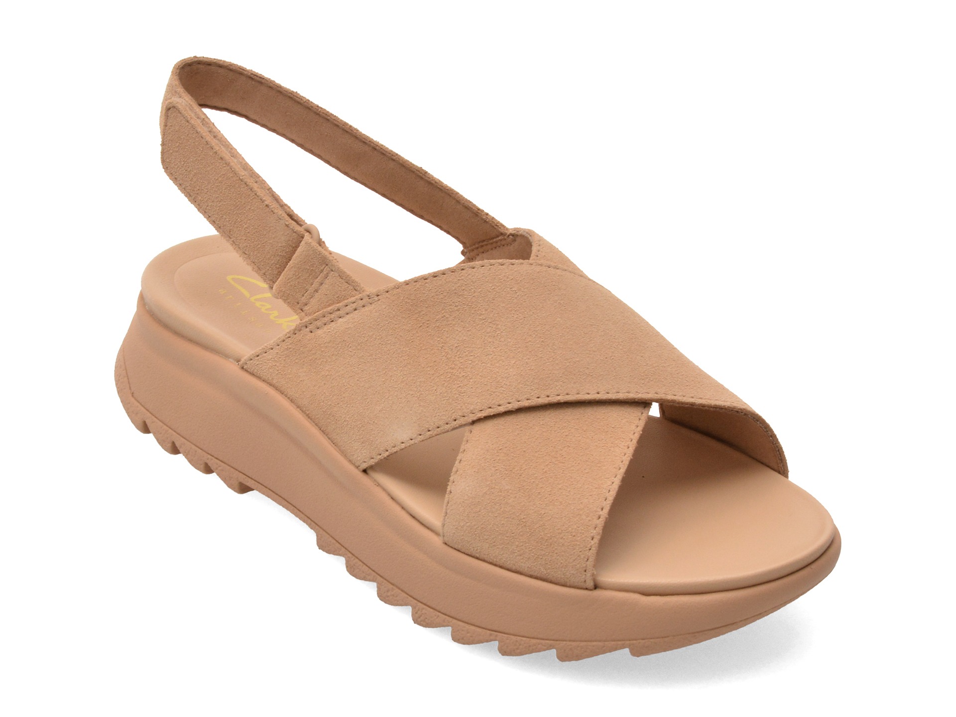 Sandale CLARKS bej, DASH LITE WISH, din piele intoarsa 1 Sandale CLARKS bej