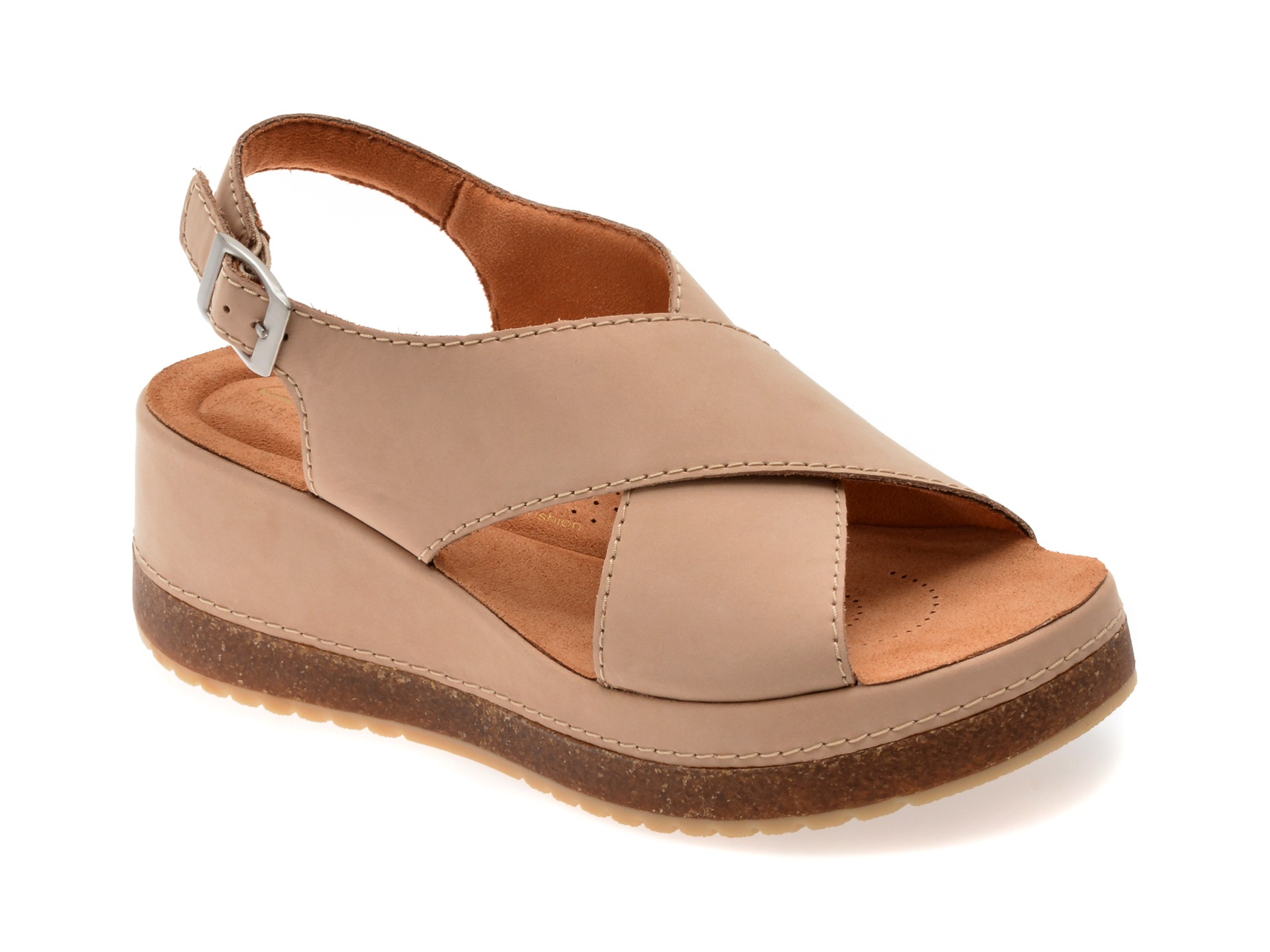 Sandale CLARKS bej, KASSANDA STEP, din nabuc 1 Sandale CLARKS bej