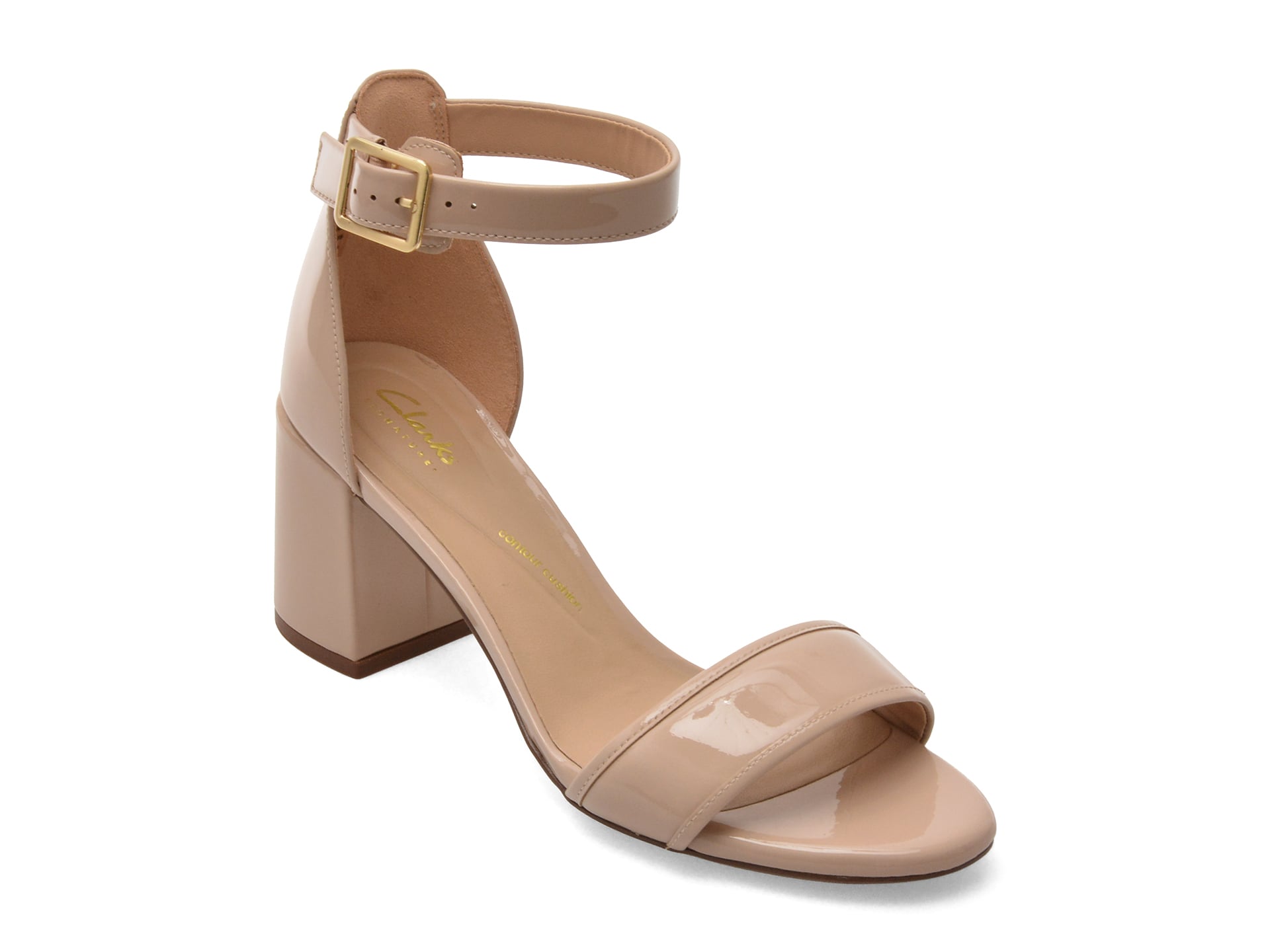 Sandale CLARKS gri, EZORIA MAE, din piele naturala lacuita 1 Sandale CLARKS gri