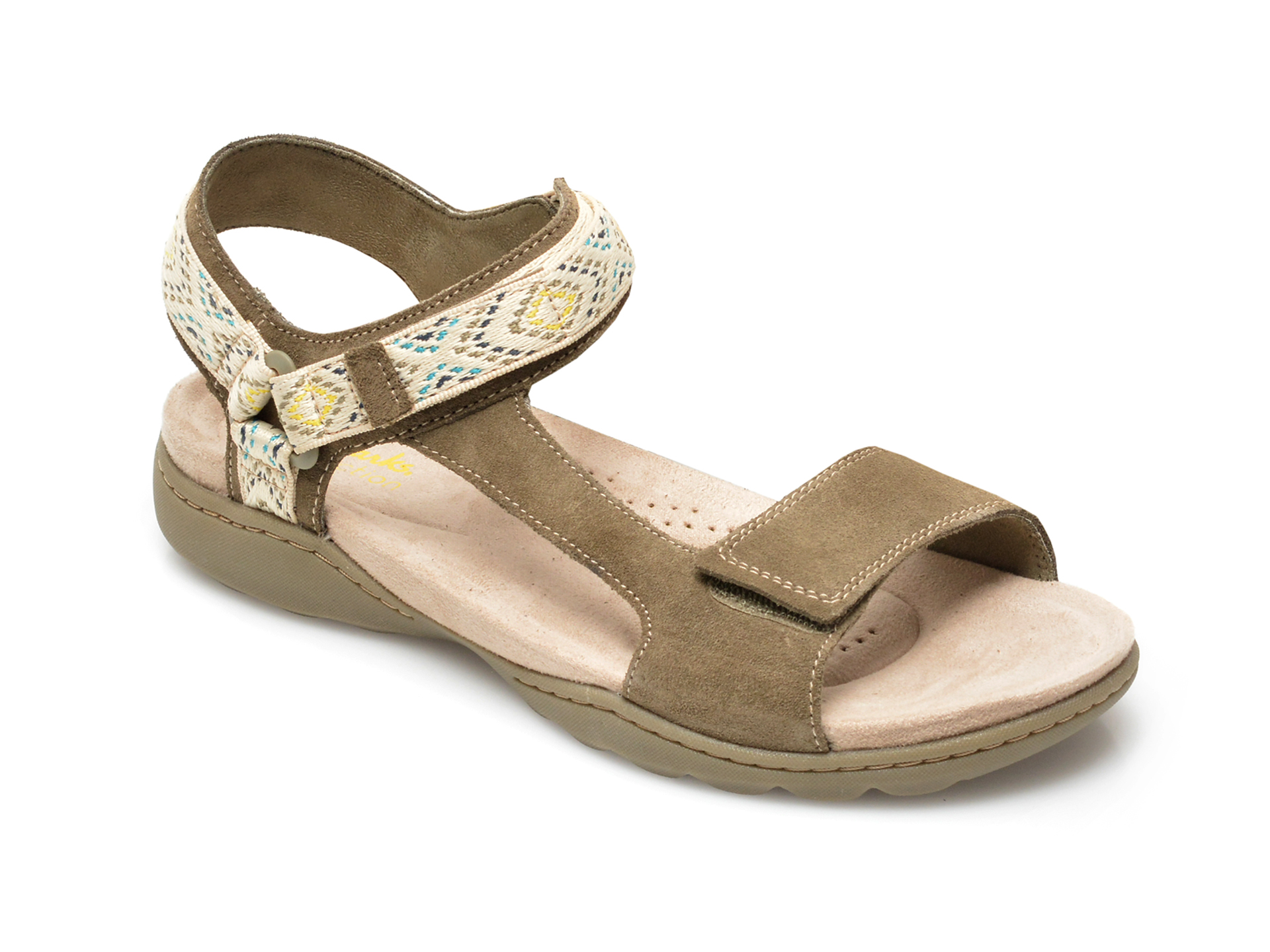 Sandale CLARKS kaki, AMANSTE, din piele intoarsa 1 Sandale CLARKS kaki