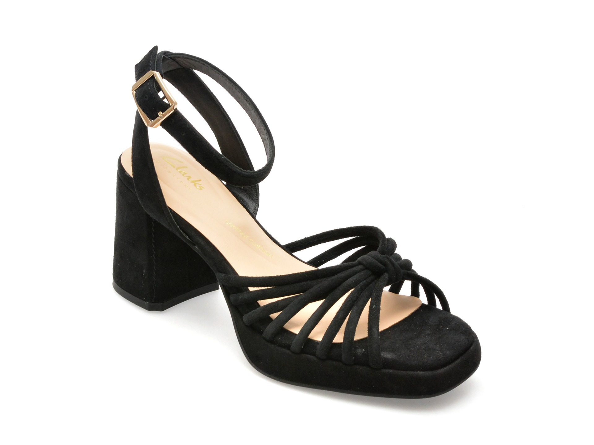 Sandale CLARKS negre, RITZY 75 FAYE, din piele intoarsa 2 Sandale CLARKS negre