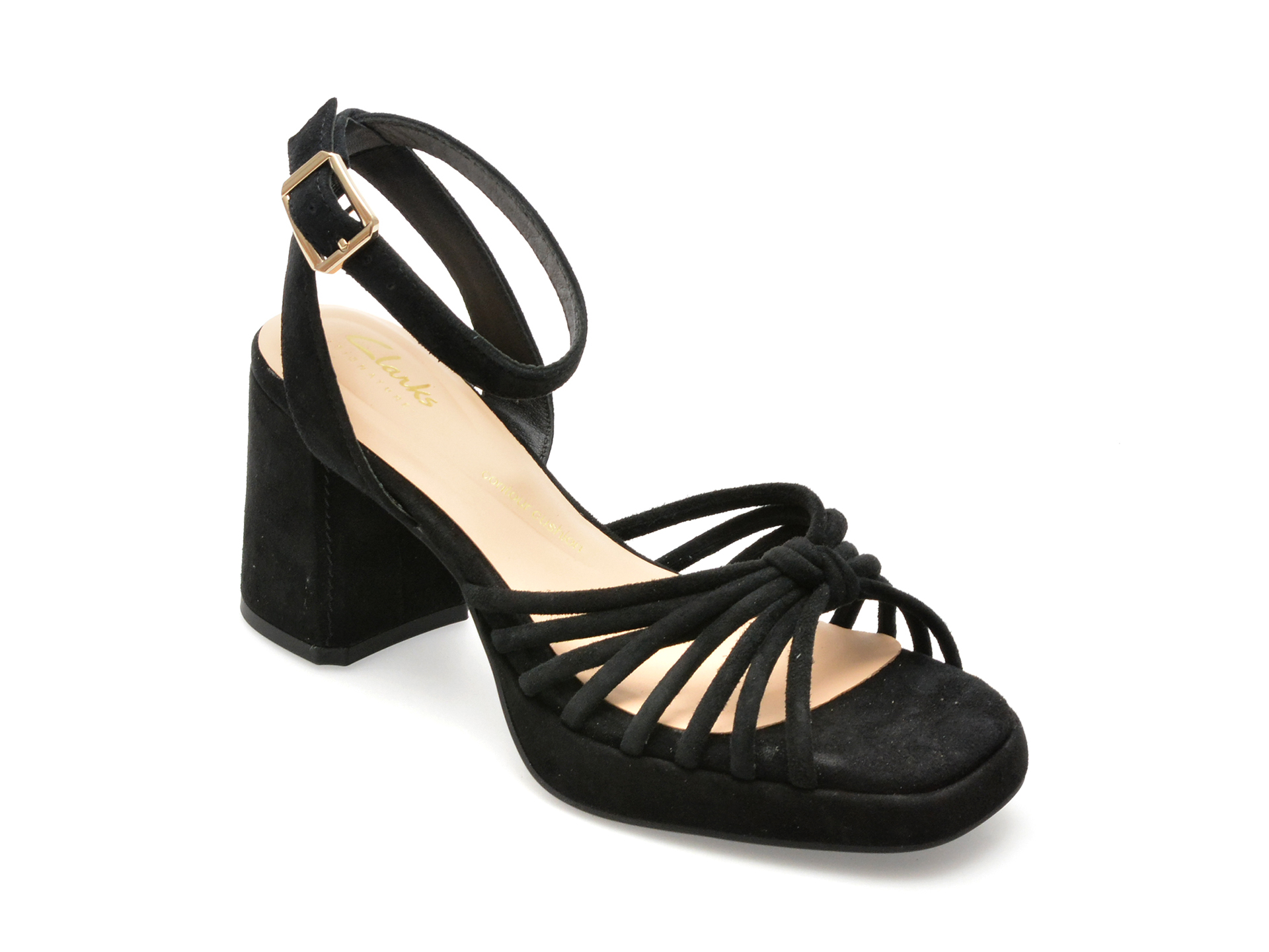 Sandale CLARKS negre, RITZY 75 FAYE, din piele intoarsa 1 Sandale CLARKS negre