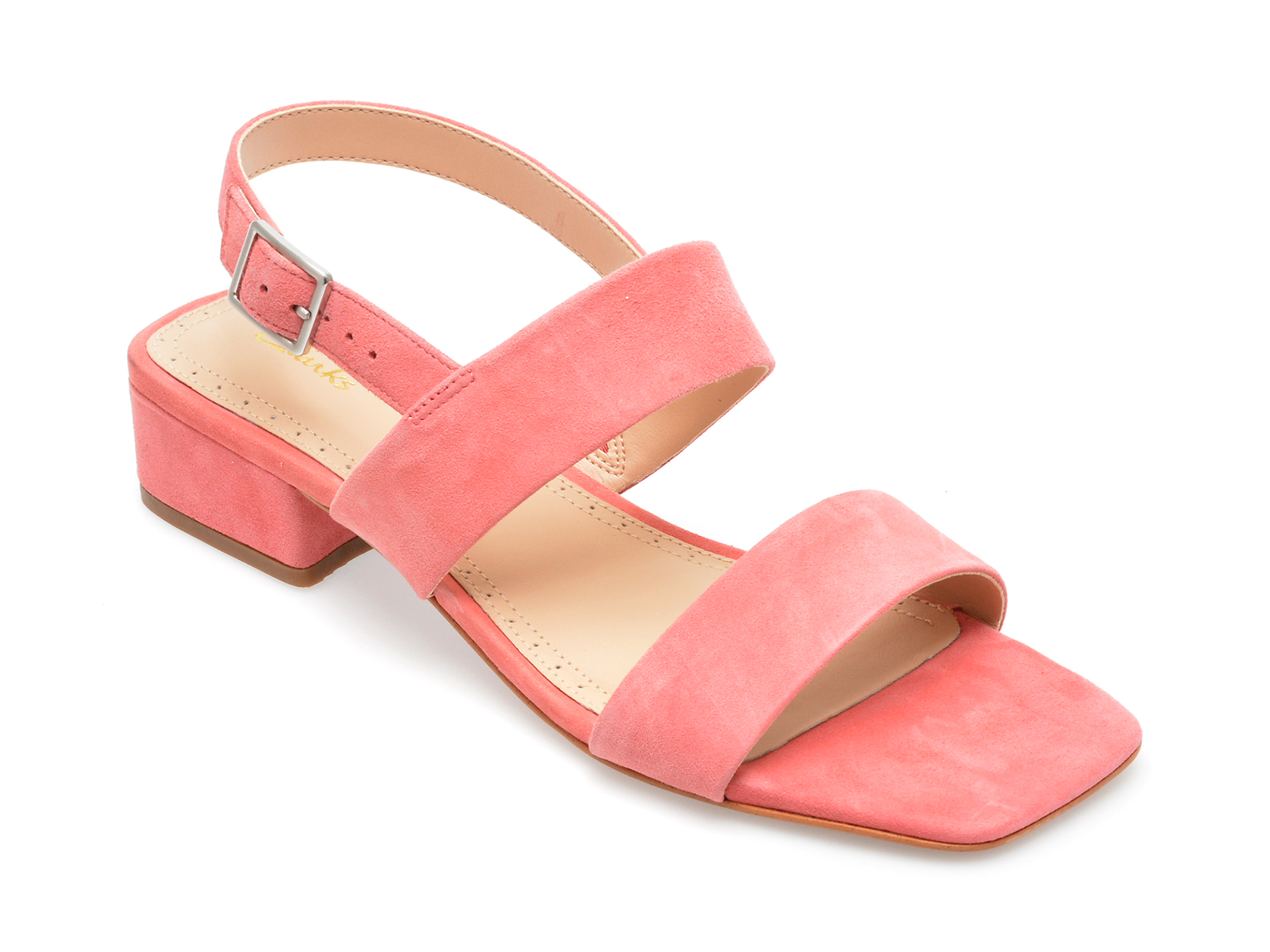 Sandale CLARKS roz, SEREN25 STRAP 0912, din piele intoarsa 1 Sandale CLARKS roz