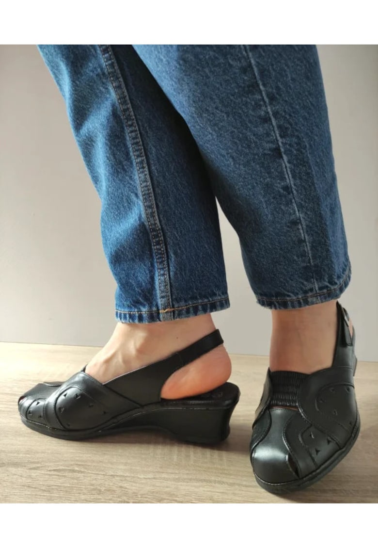 Sandale Casual Dama 0019Pt Roma 01-N Negre - Negru - 1 Sandale Casual Dama  0019Pt Roma 01-N Negre - Negru -