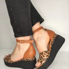 Sandale Casual Dama  018 1798 Maro Cu Leopard - Maro