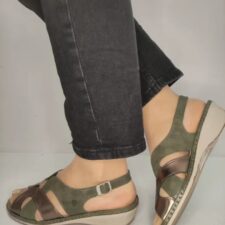 Sandale Casual Dama  0900T Paris 40-N Kaki Cu Bronz - Verde