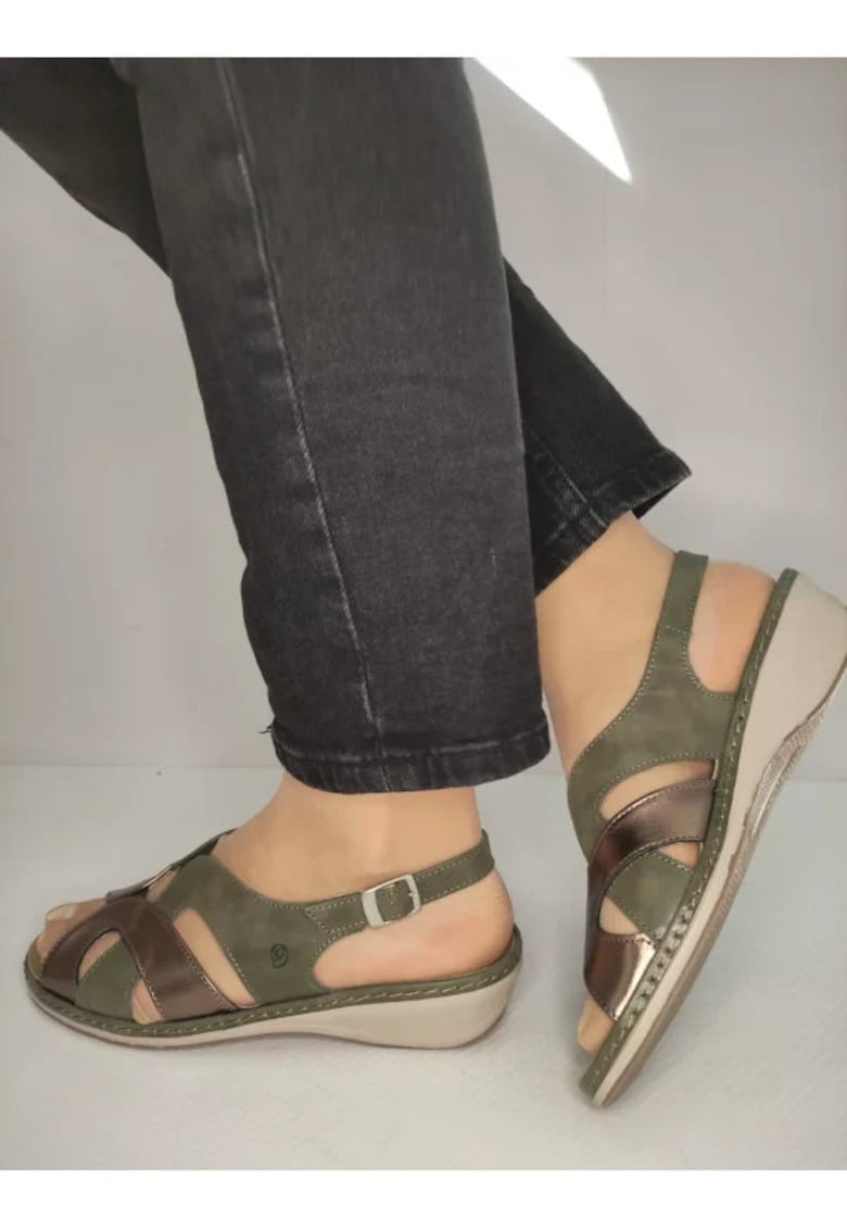 Sandale Casual Dama 0900T Paris 40-N Kaki Cu Bronz - Verde 1 Sandale Casual Dama 0900T Paris 40-N Kaki Cu Bronz - Verde
