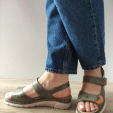 Sandale Casual Dama  12501Vt Mostar 40-N Kaki Cu Camel - Verde -