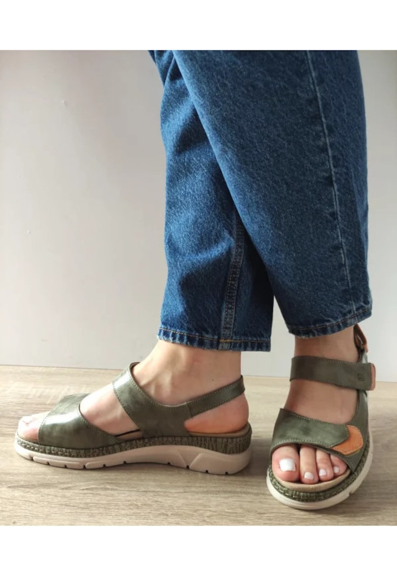 Sandale Casual Dama 12501Vt Mostar 40-N Kaki Cu Camel - Verde - 1 Sandale Casual Dama  12501Vt Mostar 40-N Kaki Cu Camel - Verde -