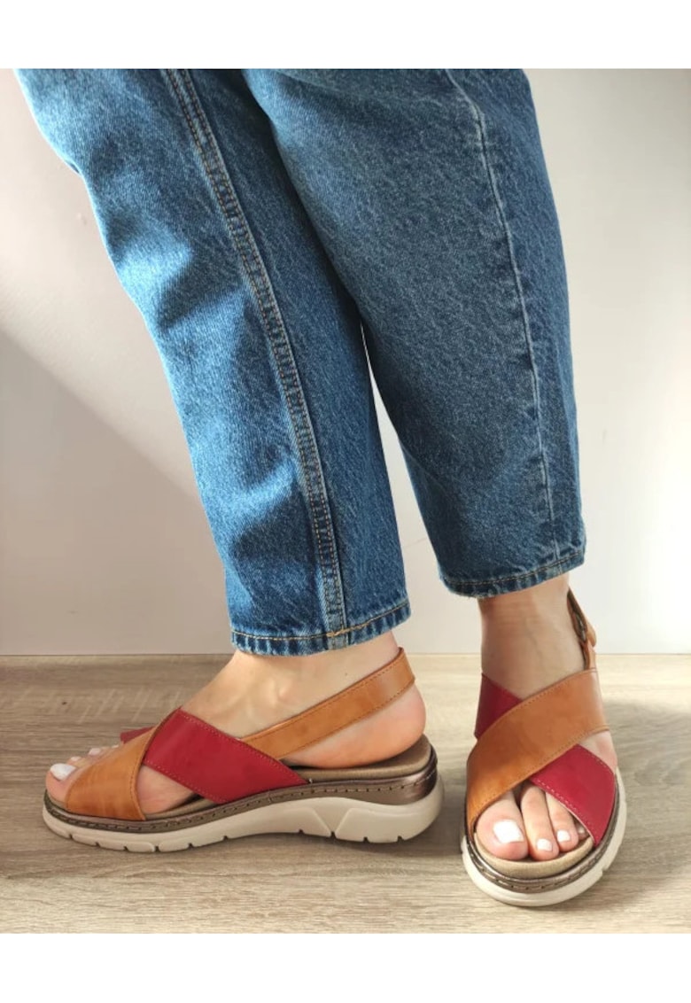 Sandale Casual Dama 12505Vt Mostar 55-N Caramizii Cu Rosu - Rosu - 1 Sandale Casual Dama  12505Vt Mostar 55-N Caramizii Cu Rosu - Rosu -