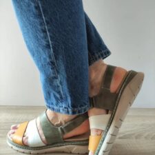 Sandale Casual Dama  12511T Mostar 40-N Kaki + Alb + Galben - Verde -