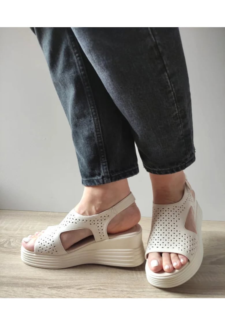 Sandale Casual Dama 140017A 52-N Bej - Bej - 1 Sandale Casual Dama  140017A 52-N Bej - Bej -