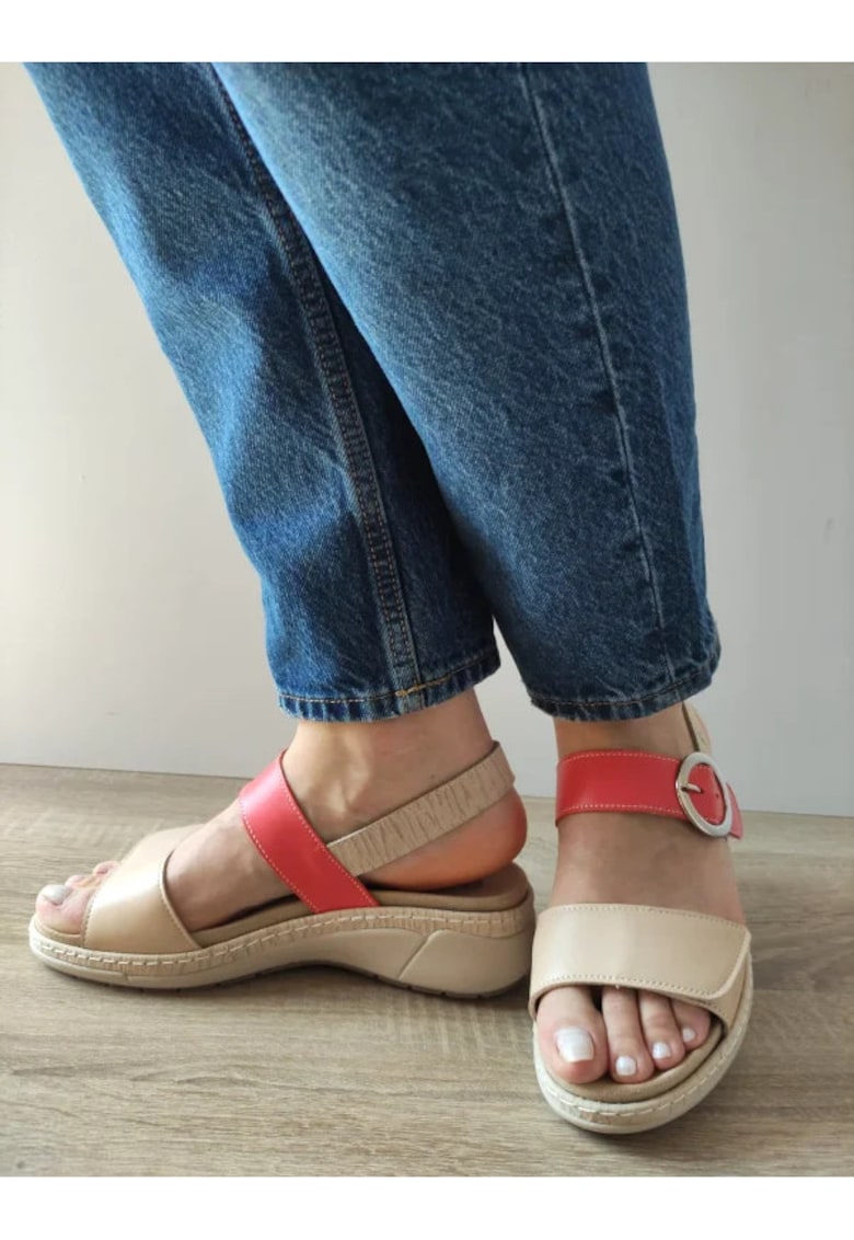 Sandale Casual Dama 18004At Azores 15-N Bej + Corai - Bej - 1 Sandale Casual Dama  18004At Azores 15-N Bej + Corai - Bej -