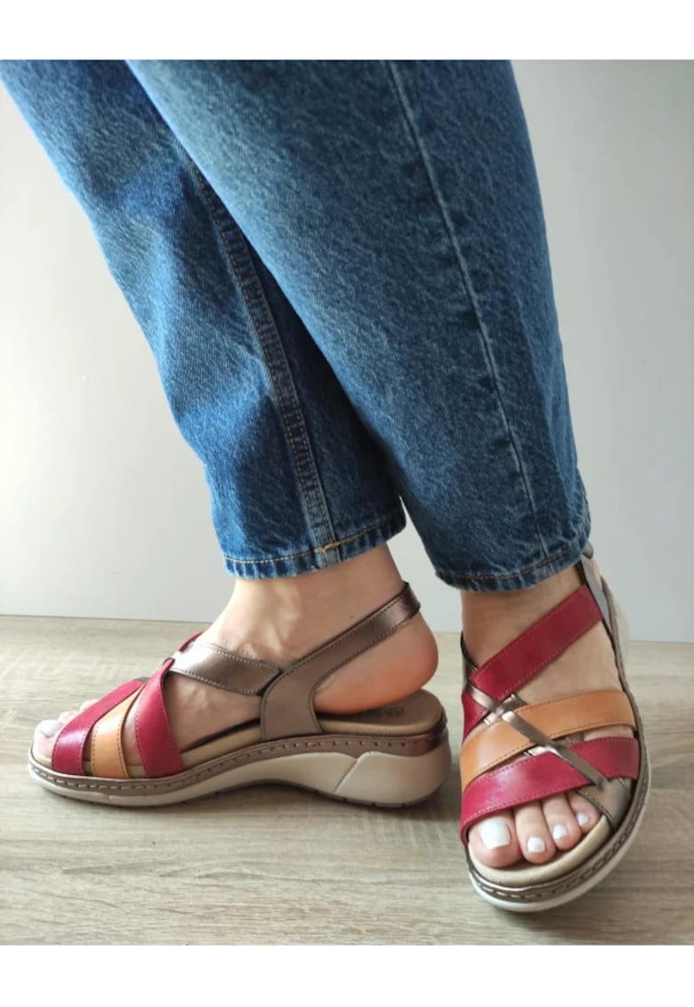 Sandale Casual Dama 18006At Azores 15-N Bronze + Bordo + Camel - Bronze - 1 Sandale Casual Dama  18006At Azores 15-N Bronze + Bordo + Camel - Bronze -