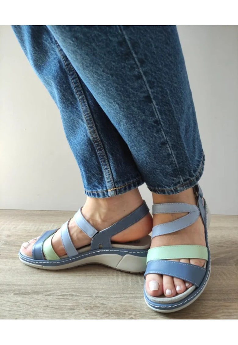 Sandale Casual Dama 18010T Azores 07-N Albastre + Vernil - Albastru - 1 Sandale Casual Dama  18010T Azores 07-N Albastre + Vernil - Albastru -