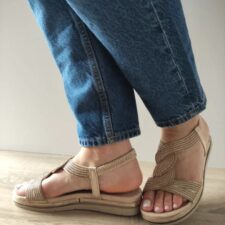 Sandale Casual Dama  28200-44 Bej Cu Auriu - Bej -