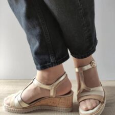 Sandale Casual Dama  28358-44 Bej Cu Auriu - Bej -