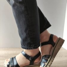 Sandale Casual Dama  28713-44 Negre Cu Argintiu - Negru -