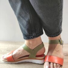 Sandale Casual Dama  3465 6 Verzi Cu Portocaliu - Verde -