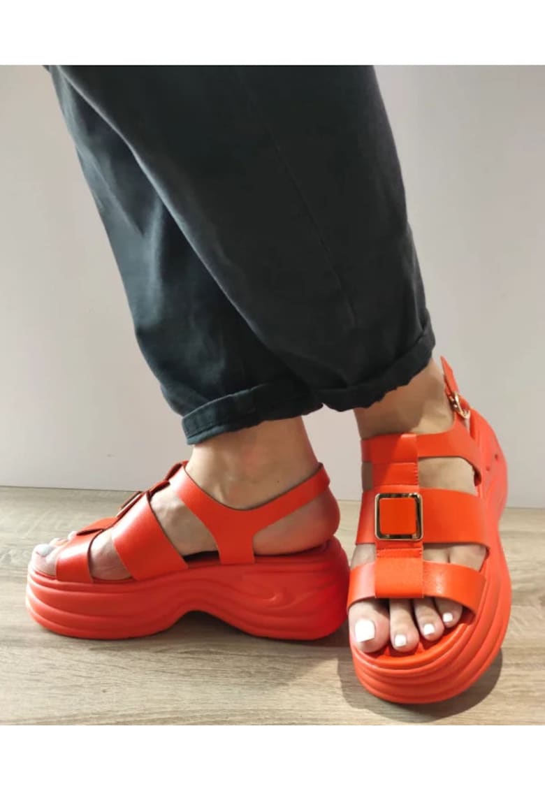 Sandale Casual Dama 4003 11-N Portocalii - Portocaliu - 1 Sandale Casual Dama  4003 11-N Portocalii - Portocaliu -