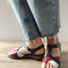 Sandale Casual Dama  4773 3 Bleumarin + Alb + Rosu - Bleumarin -