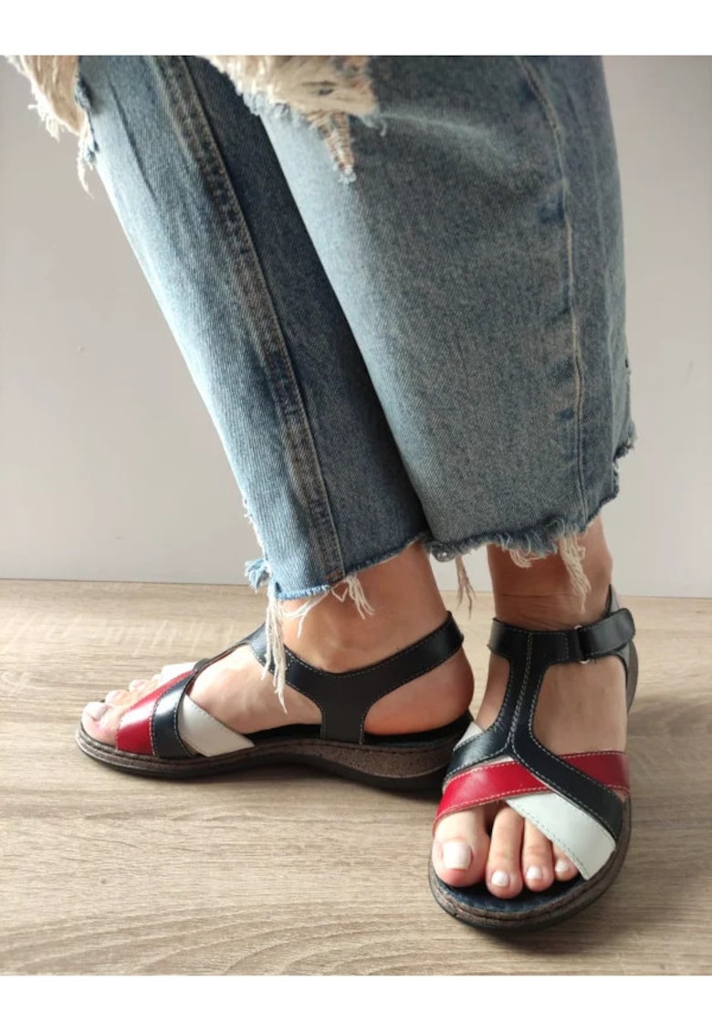 Sandale Casual Dama 4773 3 Bleumarin + Alb + Rosu - Bleumarin - 1 Sandale Casual Dama  4773 3 Bleumarin + Alb + Rosu - Bleumarin -