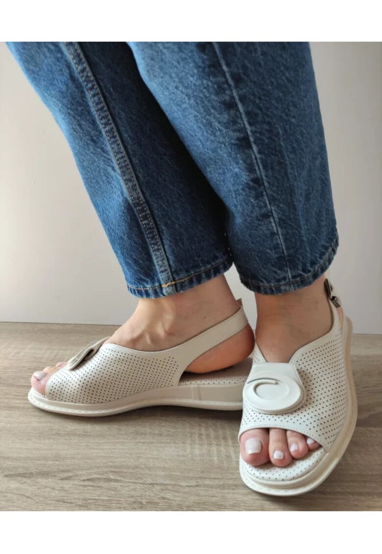 Sandale Casual Dama 60026A 52-N Crem - Crem - 1 Sandale Casual Dama  60026A 52-N Crem - Crem -