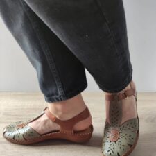 Sandale Casual Dama  655-0841C1 Maro + Olive - Maro