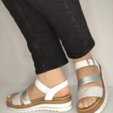 Sandale Casual Dama  D0Q55-90 Albe Cu Argintiu - Alb -