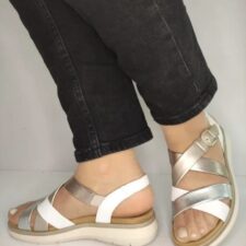 Sandale Casual Dama  D2K53-91 Albe Cu Metalic - Alb -