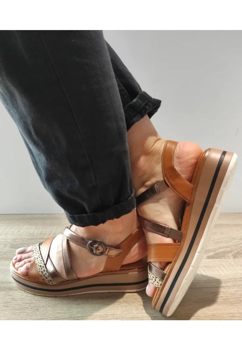 Sandale Casual Dama Jana 28267-44 Maro Cu Metalic - Maro - 1 Sandale Casual Dama Jana 28267-44 Maro Cu Metalic - Maro -