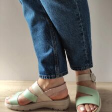 Sandale Casual Dama  Su20002T Krabi J3-N Vernil Cu Bej Si Roz - Verde -