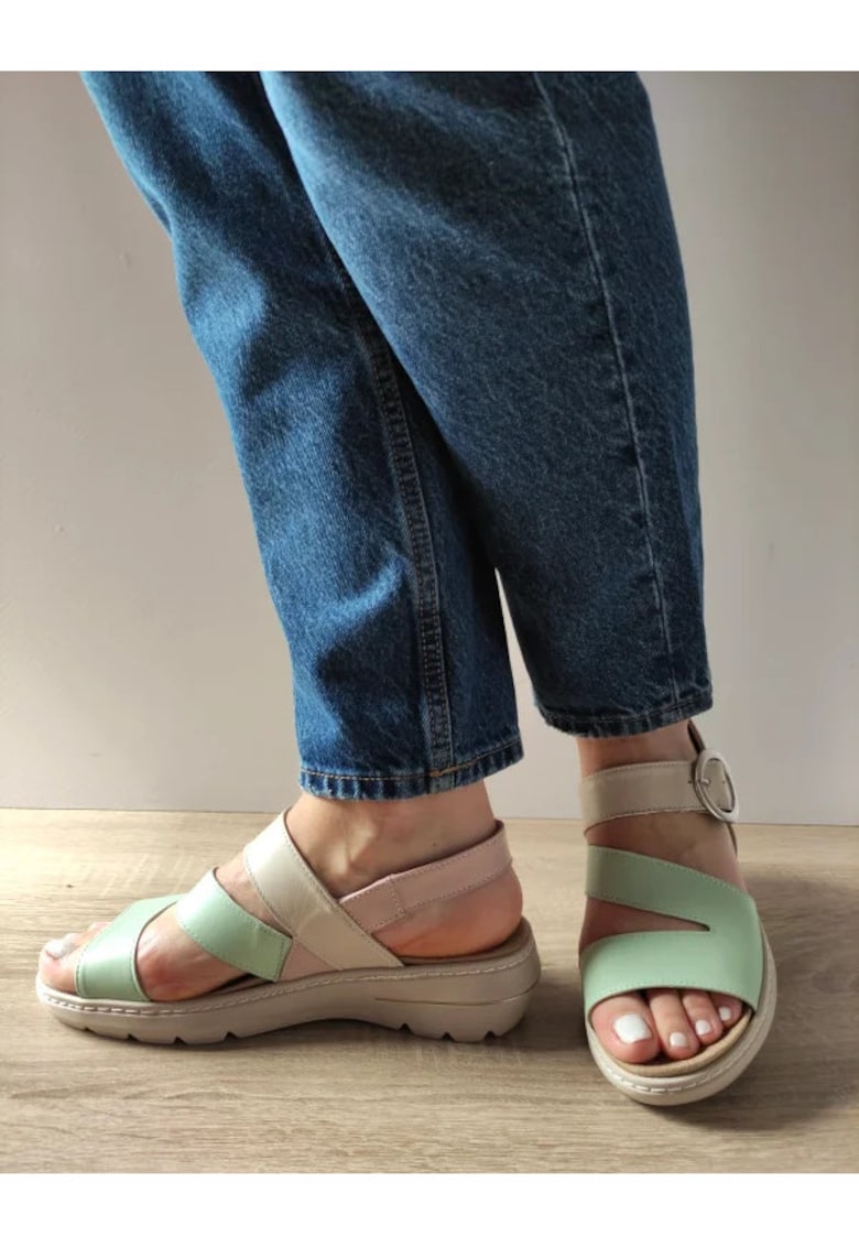 Sandale Casual Dama Su20002T Krabi J3-N Vernil Cu Bej Si Roz - Verde - 1 Sandale Casual Dama  Su20002T Krabi J3-N Vernil Cu Bej Si Roz - Verde -