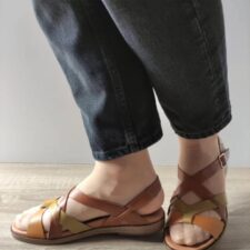 Sandale Casual Dama  W8Q-0894C1 Brandy Cu Olive - Maro -