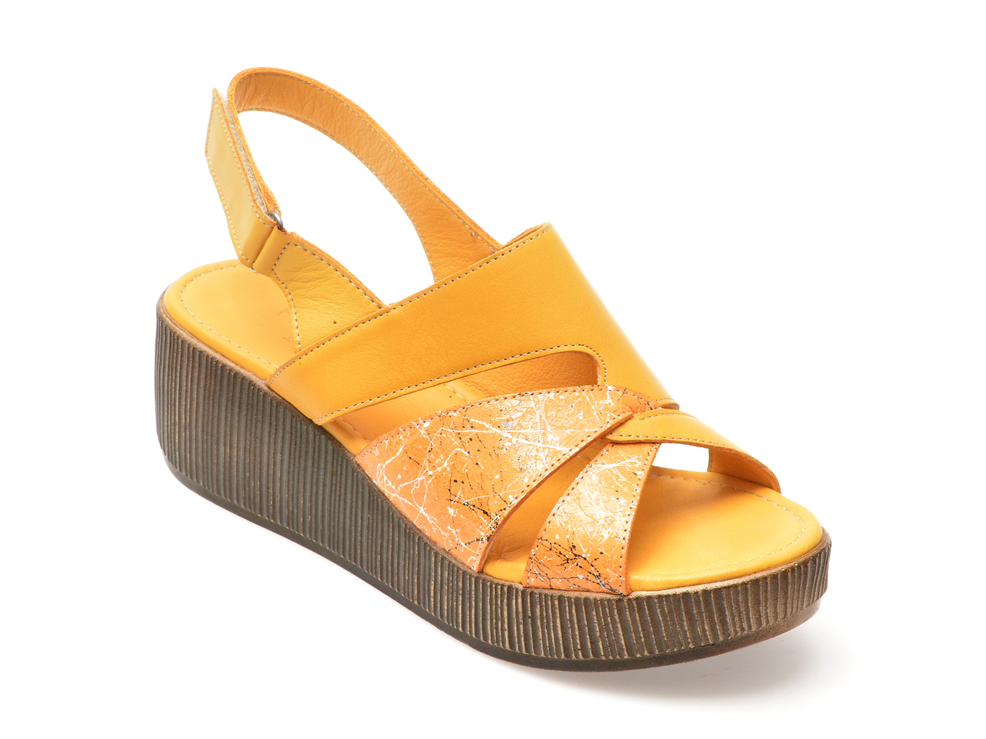 Sandale casual FLAVIA PASSINI galbene, SD17, din piele naturala 1 Sandale casual FLAVIA PASSINI galbene