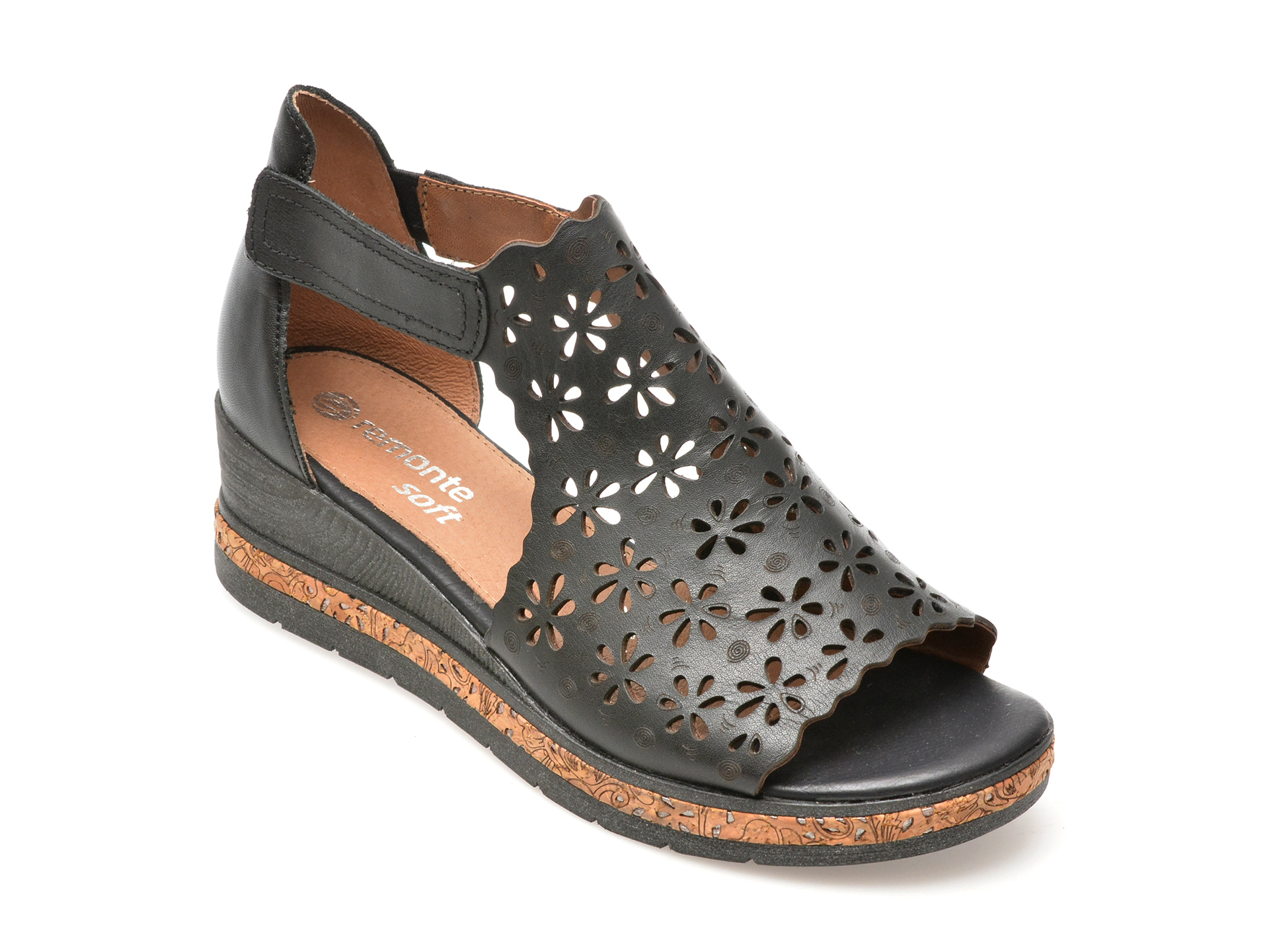 Sandale casual REMONTE negre, D3056, din piele naturala 1 Sandale casual REMONTE negre