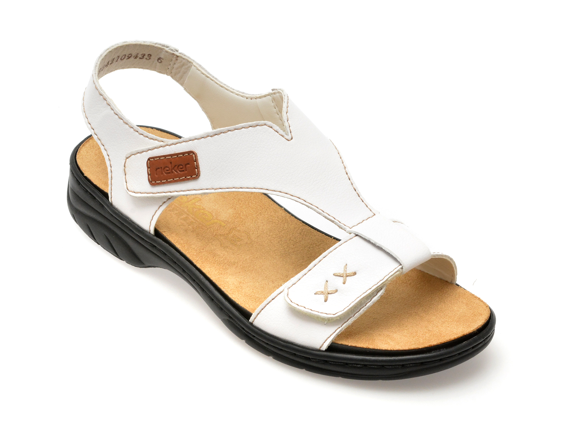 Sandale casual RIEKER albe, 64577, din piele naturala 1 Sandale casual RIEKER albe